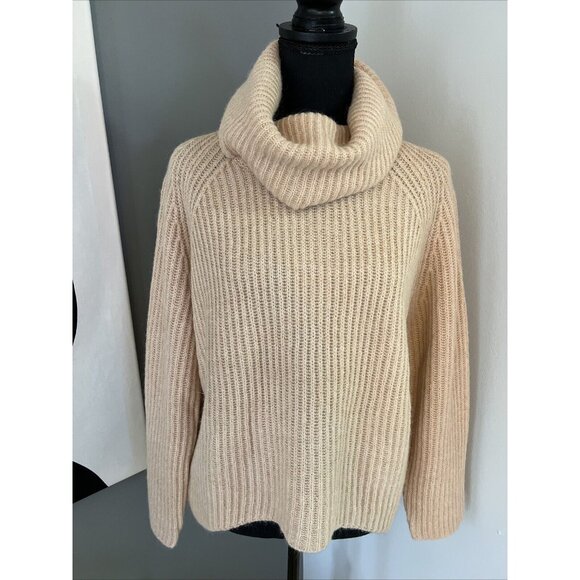 NWT J CREW Point Sur wool & mohair blend Cowl turtle neck sweater XS Peachy Pink - Picture 1 of 11